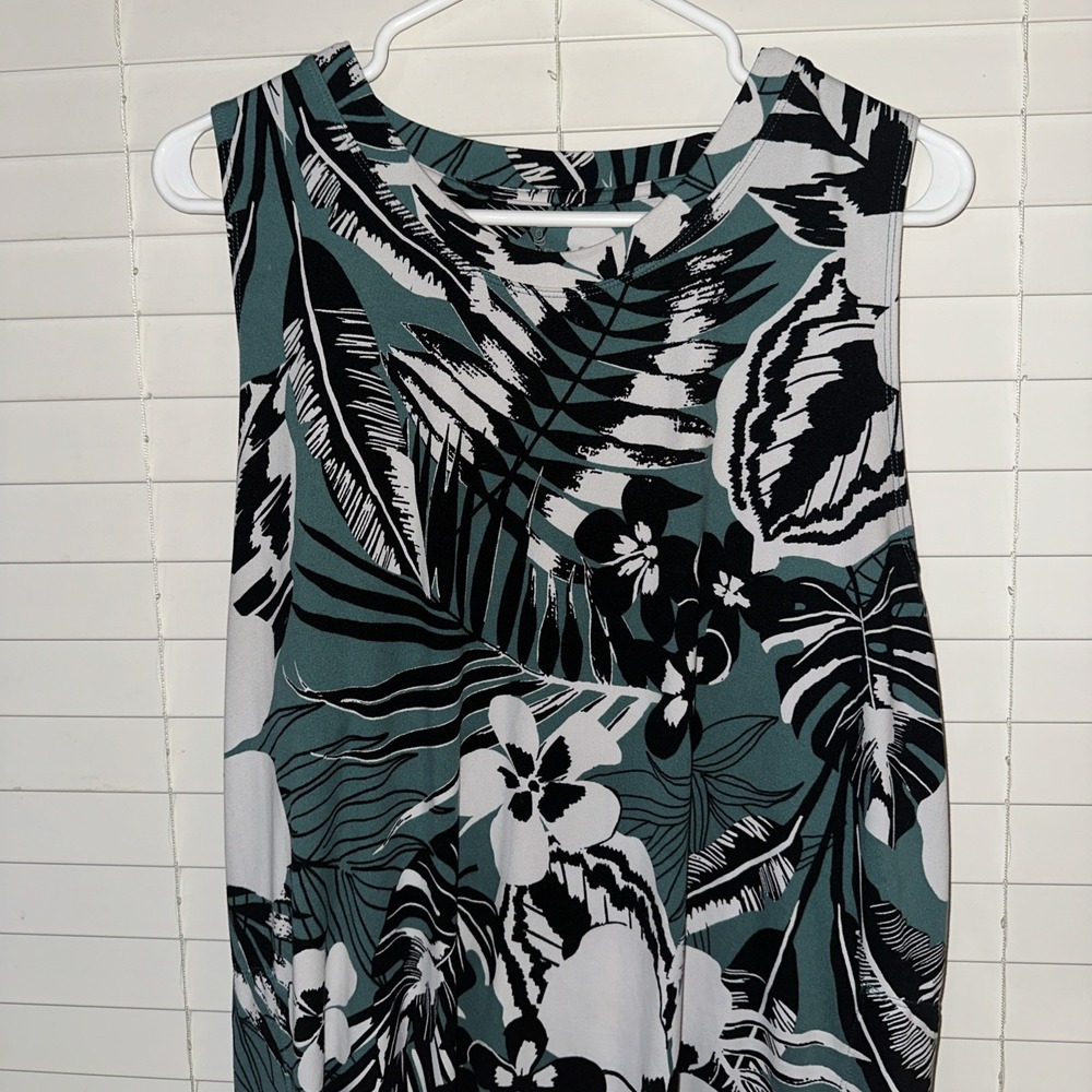 Cuddl Duds Womens Pullover Flex Wear Tank Dress Green Tropical Size Large